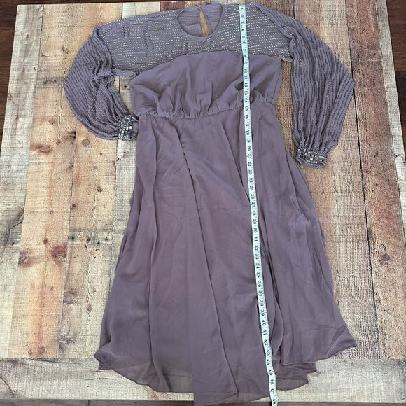 Asos Maternity midi dress with linear yoke embellishment mauve purple size 10 - Picture 7 of 9